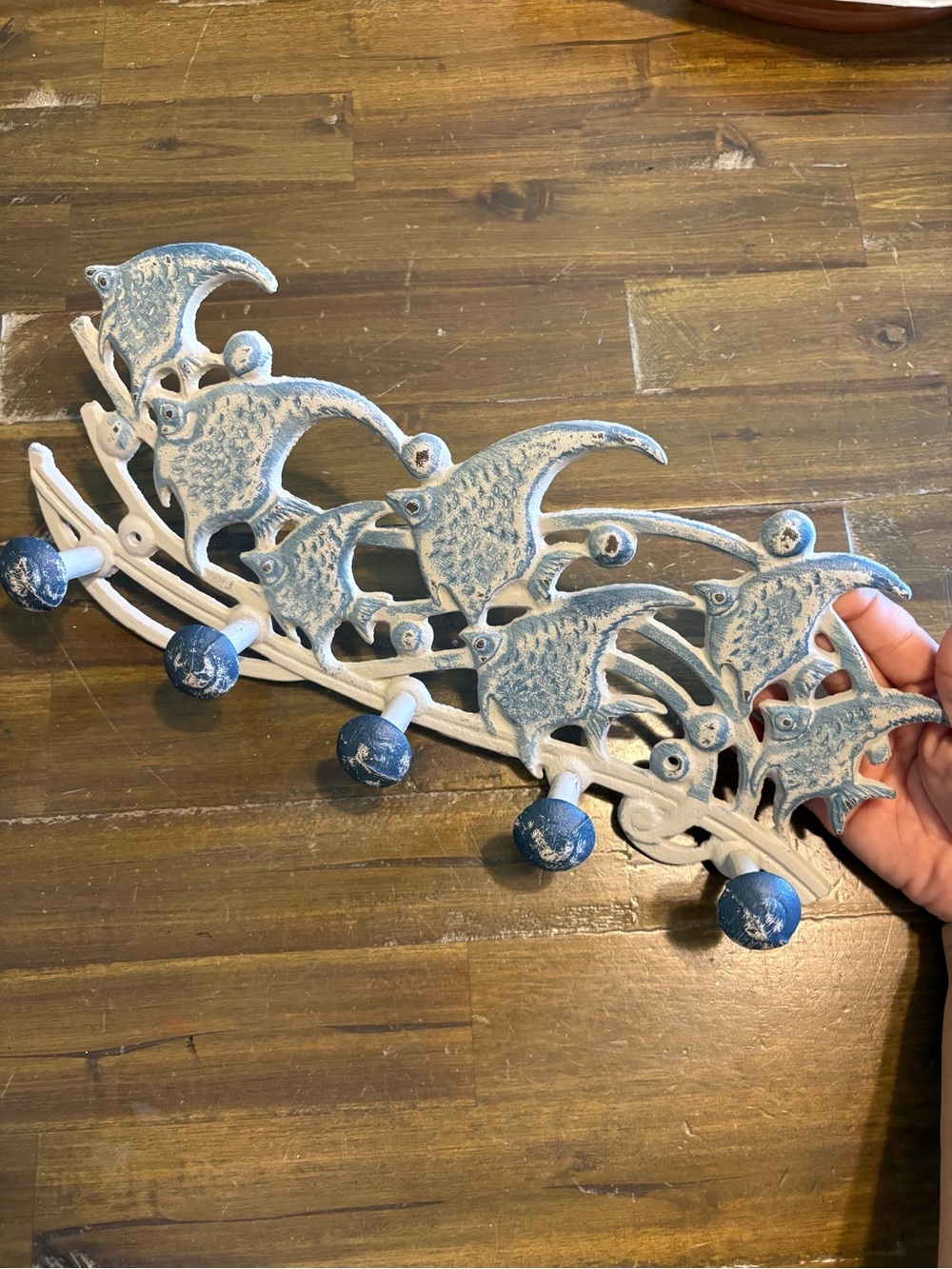 Cast Iron Sealife Wall Plaque Hook Rack Metal Fish Marine Nautical Coral Sea